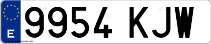 Ejemplo de matrícula de coche ordinaria 9954 KJW