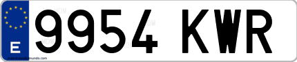 Ejemplo de matrícula de coche ordinaria 9954 KWR