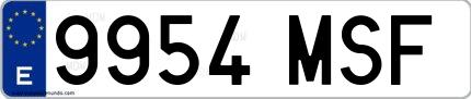 Ejemplo de matrícula española 9954 MSF