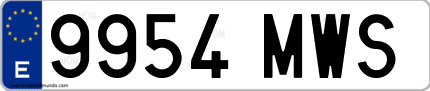 Ejemplo de matrícula de coche ordinaria 9954 MWS