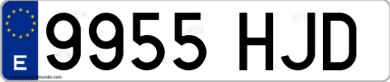 Ejemplo de matrícula de coche ordinaria 9955 HJD