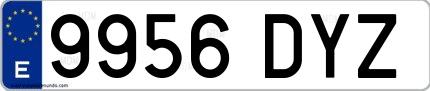 Ejemplo de matrícula española 9956 DYZ