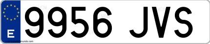 Ejemplo de matrícula española 9956 JVS