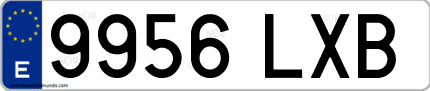 Ejemplo de matrícula de coche ordinaria 9956 LXB