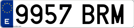 Ejemplo de matrícula de coche ordinaria 9957 BRM