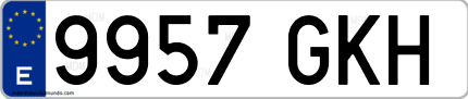 Ejemplo de matrícula de coche ordinaria 9957 GKH