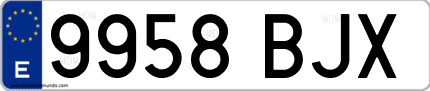 Ejemplo de matrícula de coche ordinaria 9958 BJX