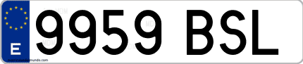 Ejemplo de matrícula de coche ordinaria 9959 BSL