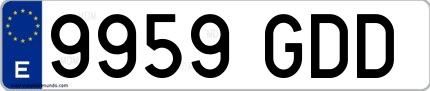 Ejemplo de matrícula española 9959 GDD
