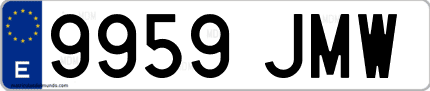 Ejemplo de matrícula de coche ordinaria 9959 JMW