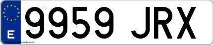 Ejemplo de matrícula española 9959 JRX