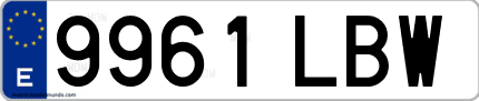 Ejemplo de matrícula de coche ordinaria 9961 LBW