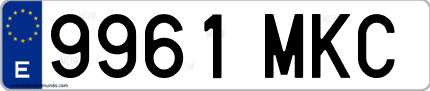 Ejemplo de matrícula de coche ordinaria 9961 MKC