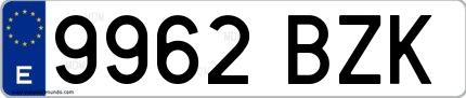 Ejemplo de matrícula española 9962 BZK