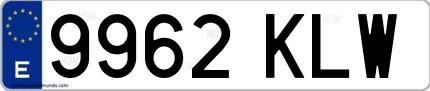 Ejemplo de matrícula española 9962 KLW