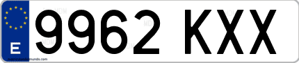 Ejemplo de matrícula de coche ordinaria 9962 KXX