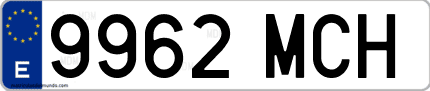 Ejemplo de matrícula de coche ordinaria 9962 MCH