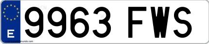 Ejemplo de matrícula española 9963 FWS