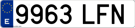 Ejemplo de matrícula de coche ordinaria 9963 LFN