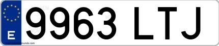 Ejemplo de matrícula española 9963 LTJ