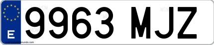 Ejemplo de matrícula española 9963 MJZ