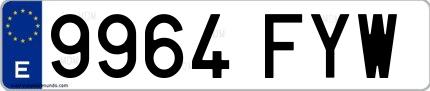 Ejemplo de matrícula española 9964 FYW