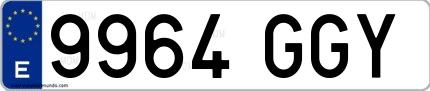 Ejemplo de matrícula española 9964 GGY