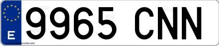 Ejemplo de matrícula española 9965 CNN