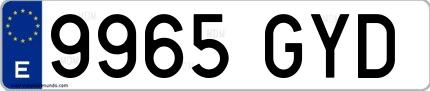 Ejemplo de matrícula española 9965 GYD