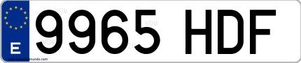 Ejemplo de matrícula española 9965 HDF