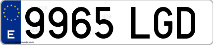 Ejemplo de matrícula de coche ordinaria 9965 LGD