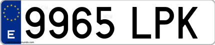 Ejemplo de matrícula de coche ordinaria 9965 LPK