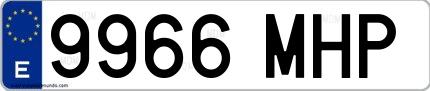 Ejemplo de matrícula española 9966 MHP