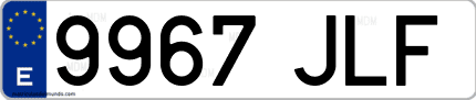 Ejemplo de matrícula de coche ordinaria 9967 JLF
