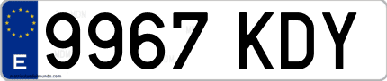 Ejemplo de matrícula de coche ordinaria 9967 KDY