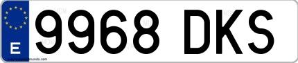 Ejemplo de matrícula española 9968 DKS