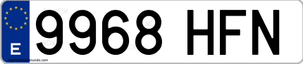 Ejemplo de matrícula de coche ordinaria 9968 HFN
