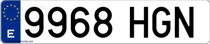 Ejemplo de matrícula española 9968 HGN