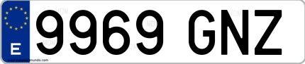 Ejemplo de matrícula española 9969 GNZ