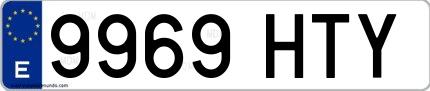 Ejemplo de matrícula española 9969 HTY