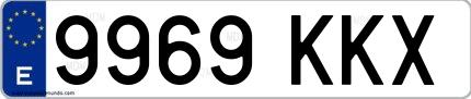 Ejemplo de matrícula española 9969 KKX