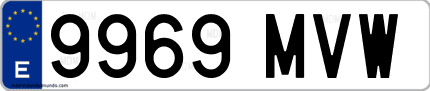 Ejemplo de matrícula de coche ordinaria 9969 MVW