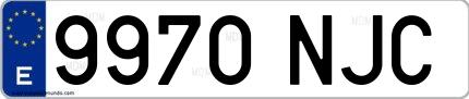 Ejemplo de matrícula española 9970 NJC