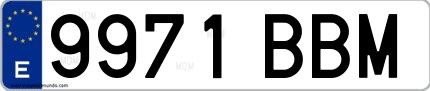 Ejemplo de matrícula española 9971 BBM