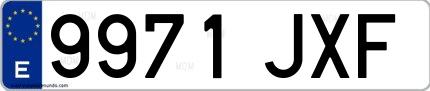 Ejemplo de matrícula española 9971 JXF
