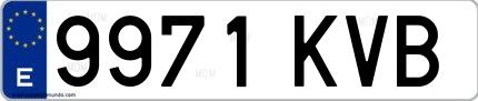 Ejemplo de matrícula española 9971 KVB