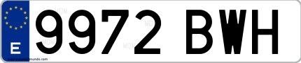 Ejemplo de matrícula española 9972 BWH