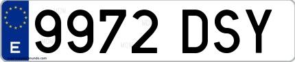 Ejemplo de matrícula española 9972 DSY