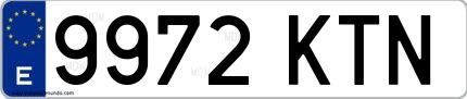 Ejemplo de matrícula española 9972 KTN