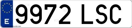 Ejemplo de matrícula española 9972 LSC